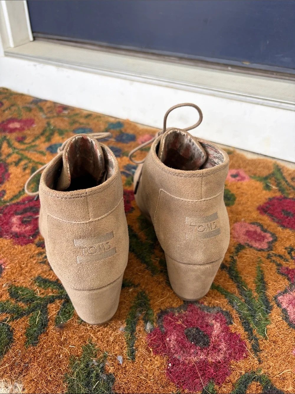 NWOT Toms Taupe Suede Desert Wedge Ankle Booties